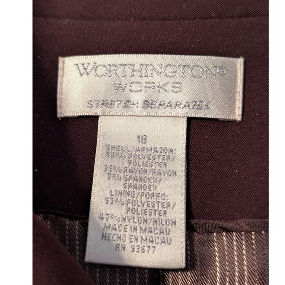 Worthington Works Stretch Separate Burgundy Fully Lined Blazer Womens Sz 18 - Picture 3 of 10